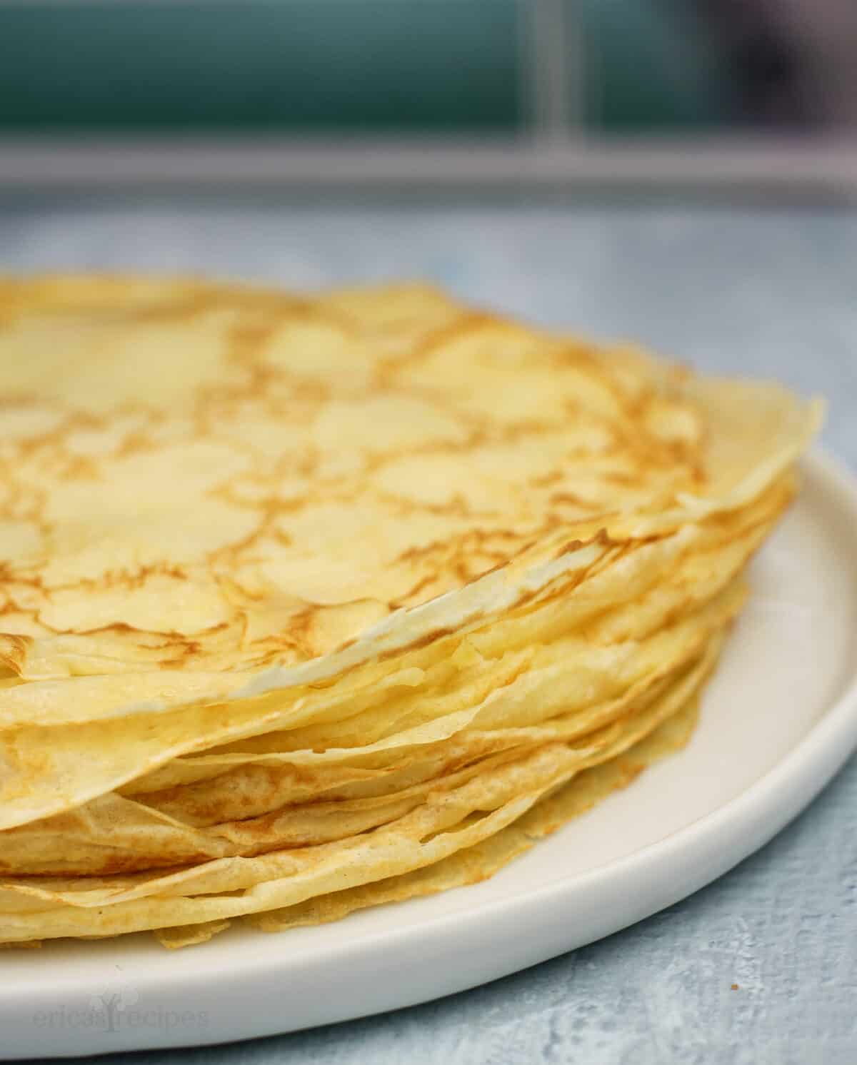 crepes stacked on white dish