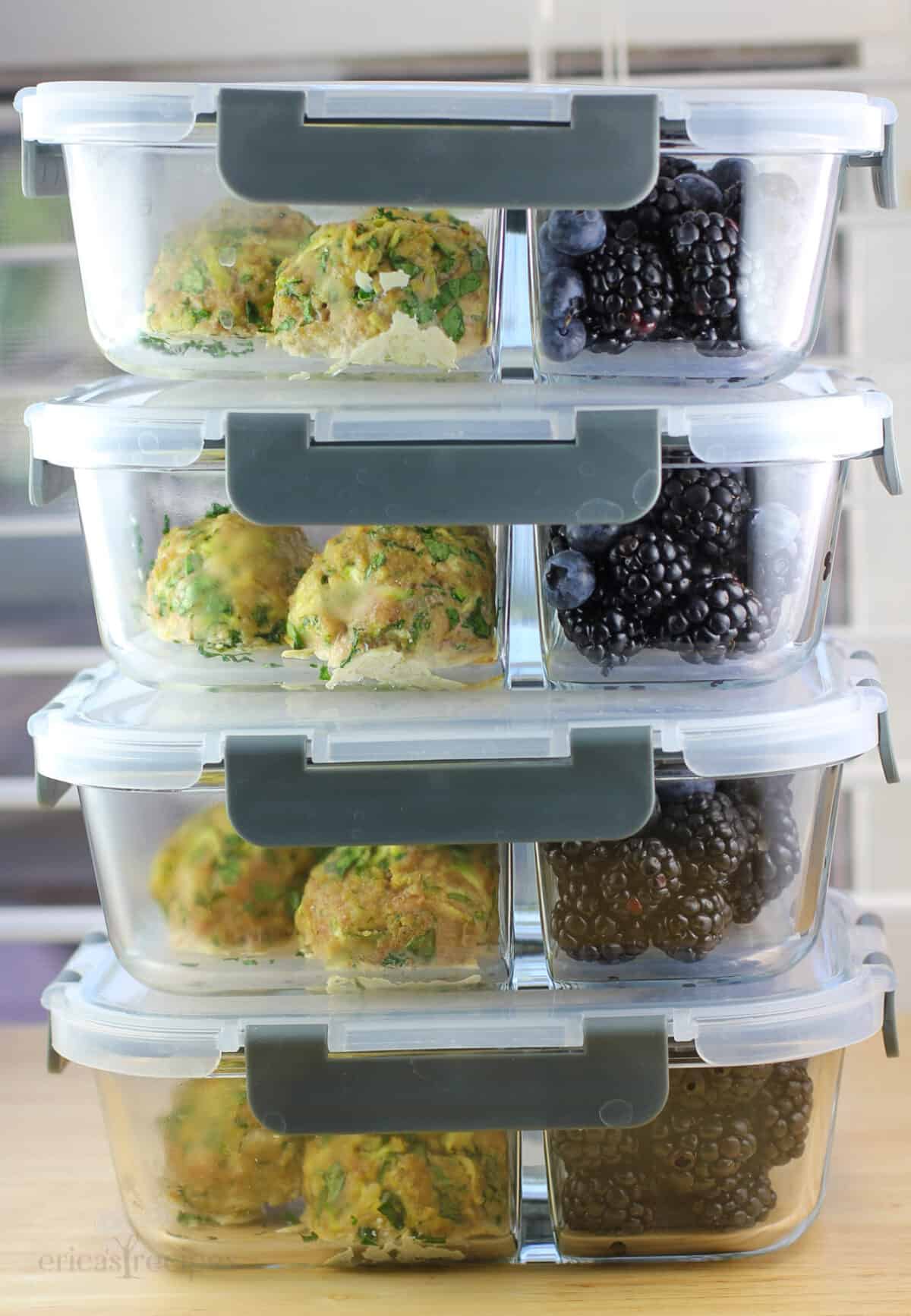 stack of 4 meal prep containers