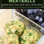 image for pinterest with text overlay recipe title Turkey Zucchini Meatballs