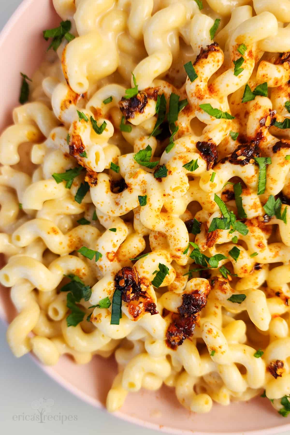 close view of macaroni and cheese